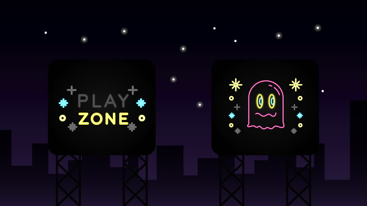 pared con luz de neón control de videojuego y fantasma