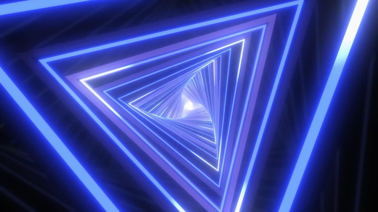abstract neon tunnel glow lights vj ciencia ficción triángulos láser en movimiento - 4k movimiento de bucle sin costuras animación de fondo
