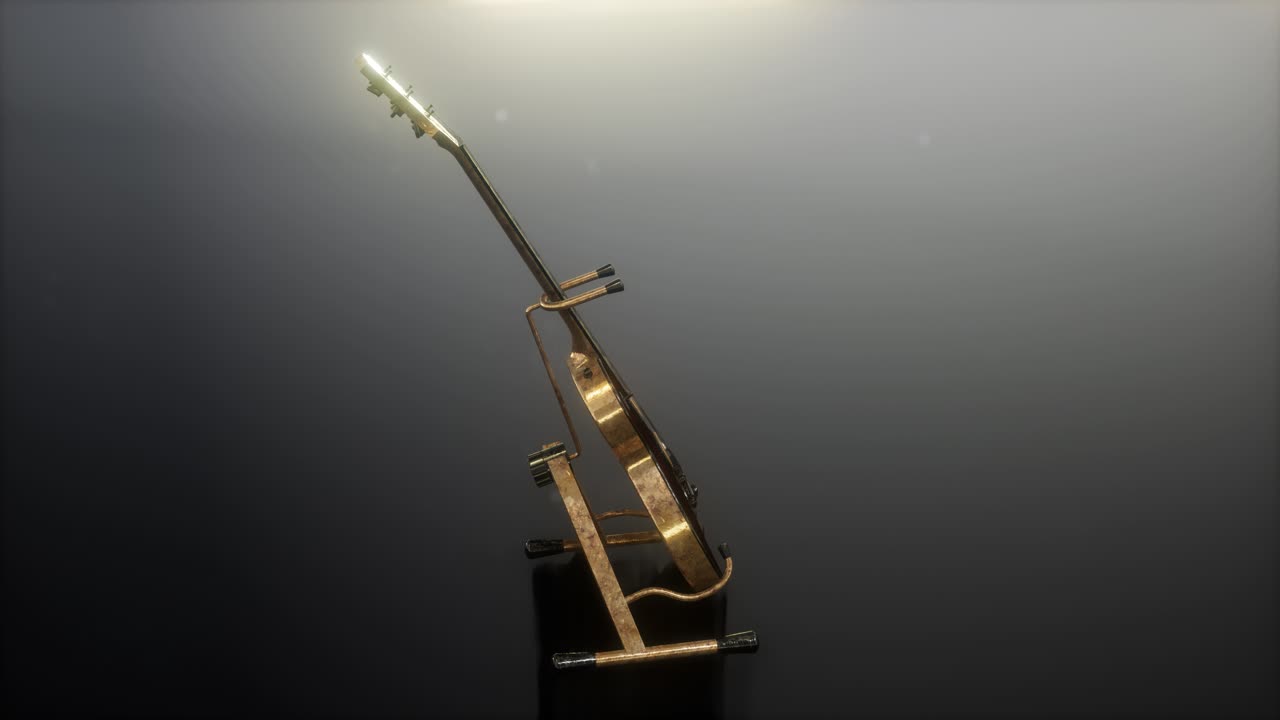 guitarra eléctrica de bucle en la oscuridad con luces brillantes