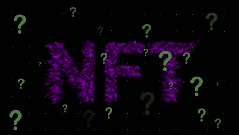 animation of question marks over nft on black background