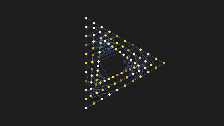 Intricate three-dimensional network of interconnected lines in vibrant colors