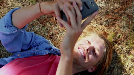 man using mobile phone 4k