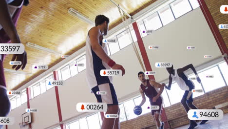 animation of digital data processing over diverse basketball players