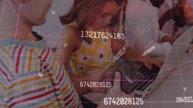 Animation of data processing over diverse pupils using laptop
