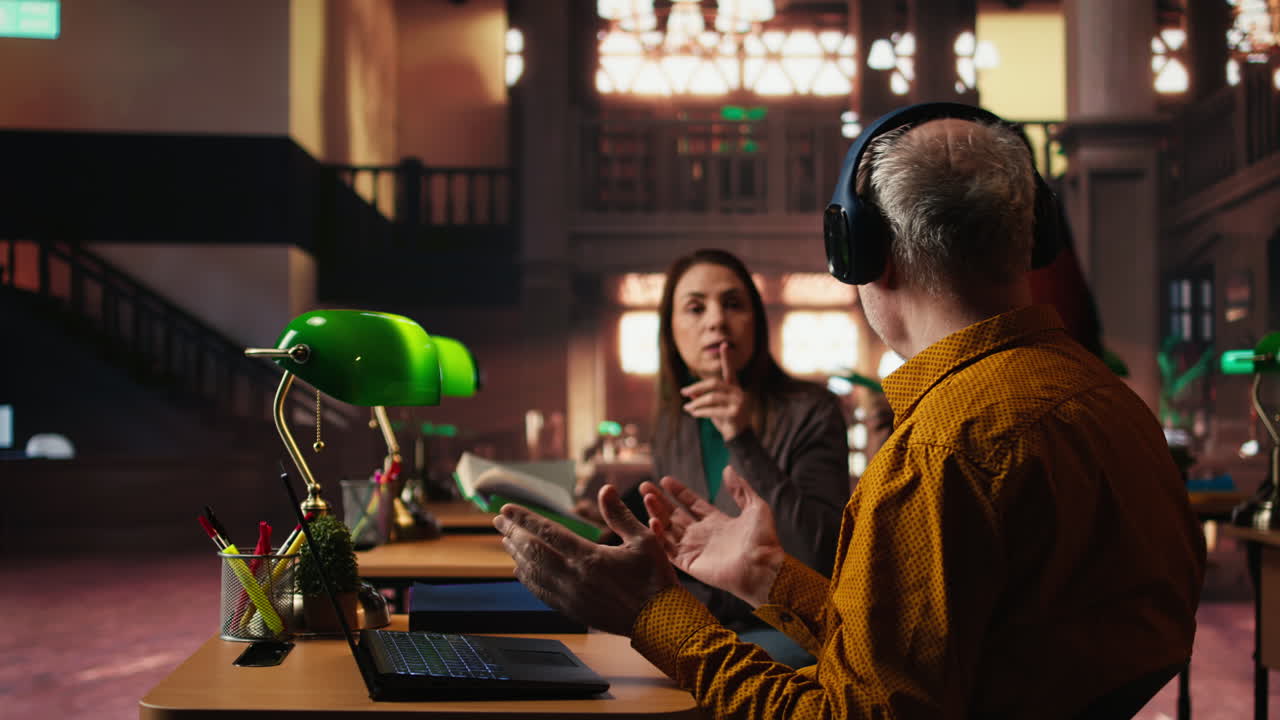 People Working and Reading in a Library