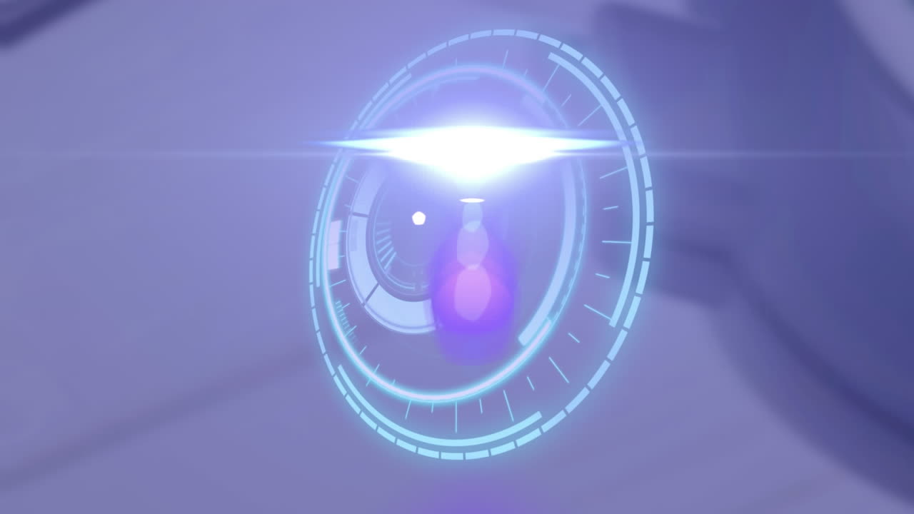 animación de la cerradura de seguridad giratoria sobre el rastro de luz sobre un fondo borroso