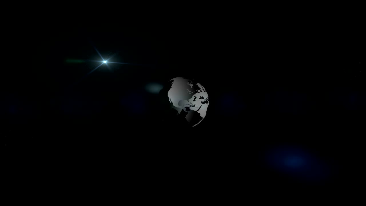 4k video. rotación de la tierra. el planeta tierra en movimiento. el mapa del mundo en el fondo negro de llamarada.