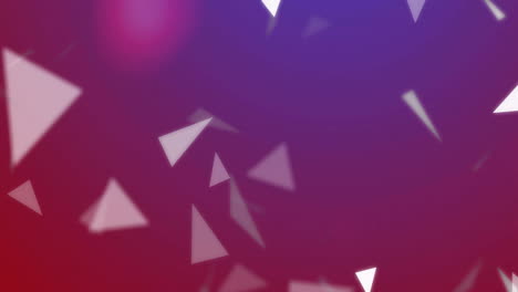floating white triangles with animation over vibrant red and purple background