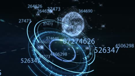 animation of mathematical equations over globe and scope scanning