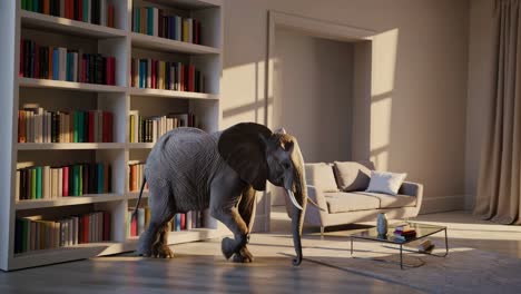 elephant in a modern living room