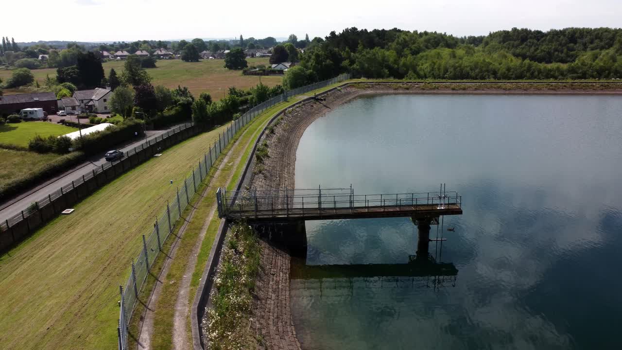 Aerial View of a Reservoir and Dam