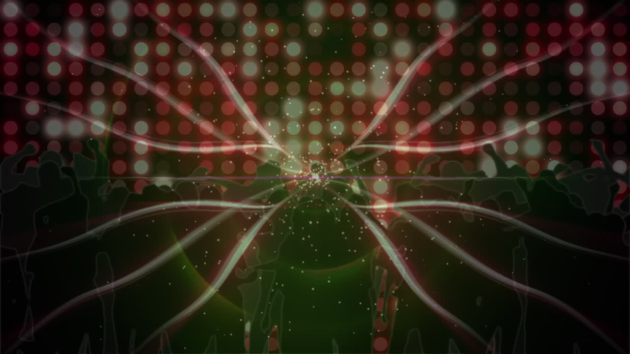 춤추는 사람들과 함께 빛나는 반점과 빛의 흔적의 애니메이션