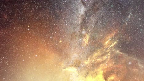 golden nebula clouds move in the universe