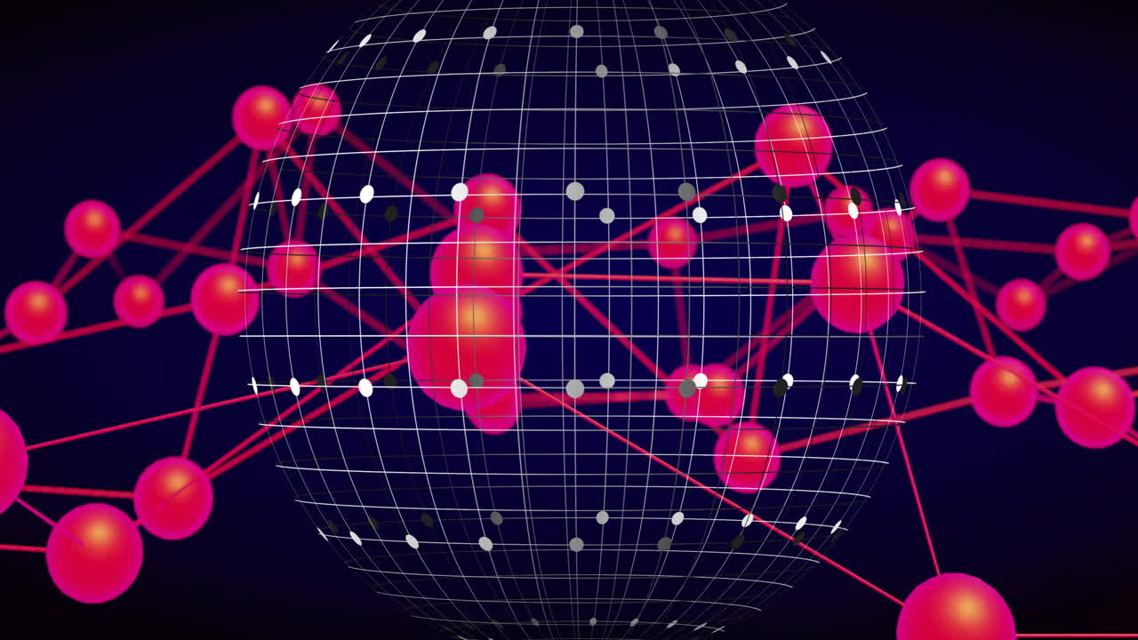 검은색 배경에 전 세계 연결 네트워크의 애니메이션