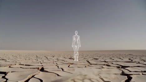 transparent figure in a dry desert