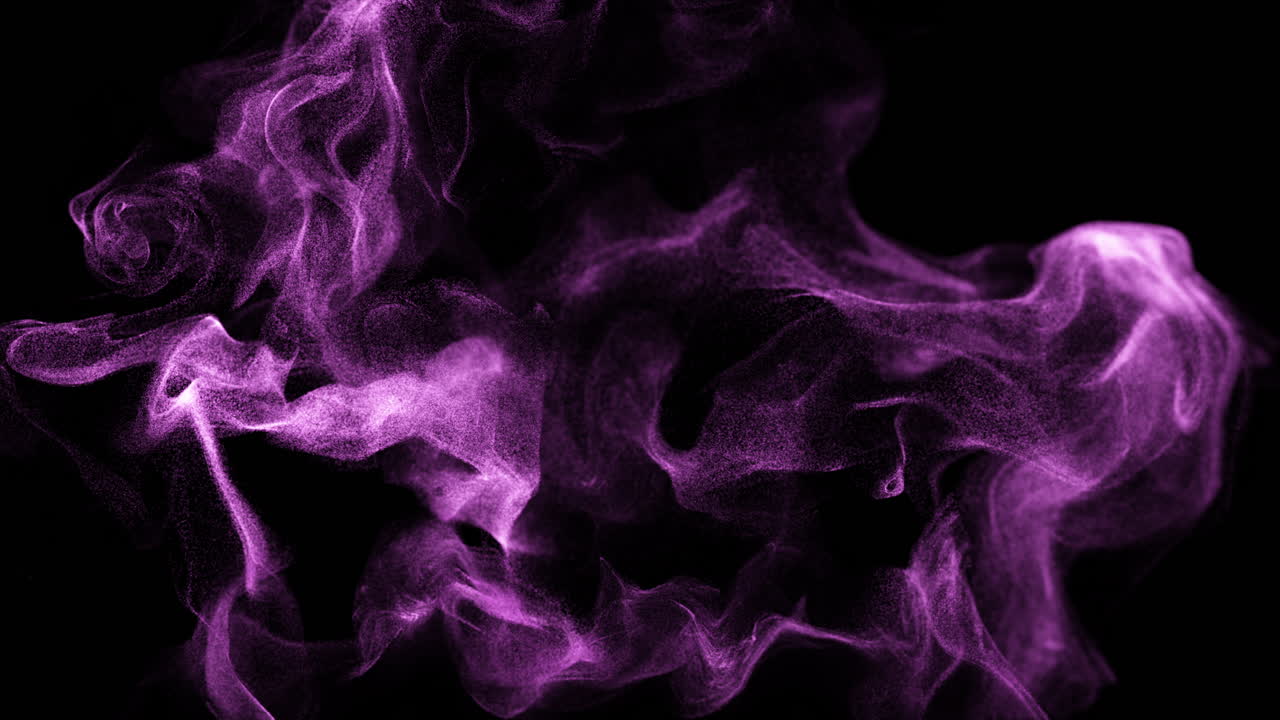 Fumo astratto di particelle viola su sfondo nero