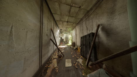 abandoned and decaying building hallway