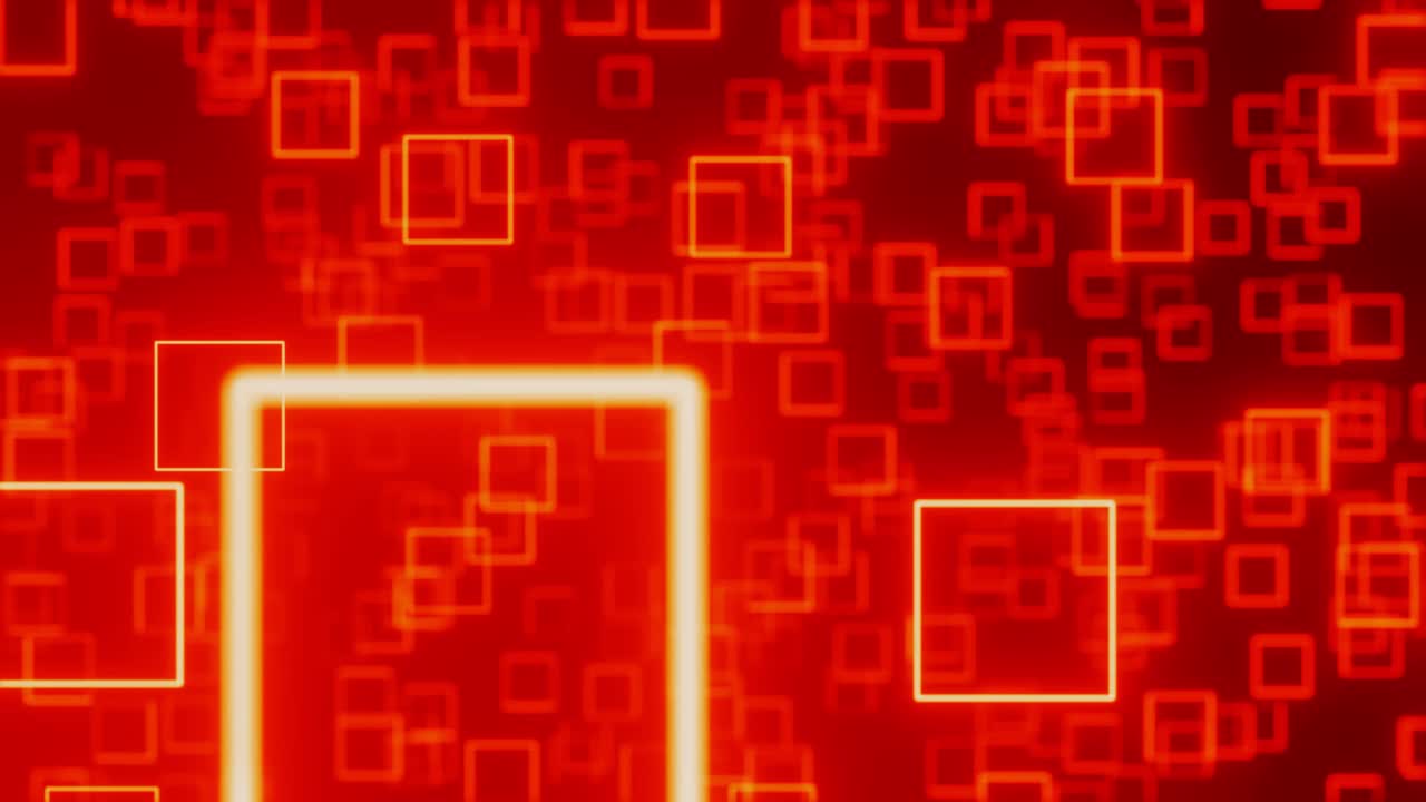 사각형 모양의 빛나는 네온 프레임 어두운 배경 3d 렌더링