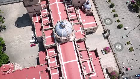 drone orbit of the cathedral of morelia, michoacan, mexico