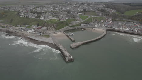 aerial views of the scottish small harbour in cullen city