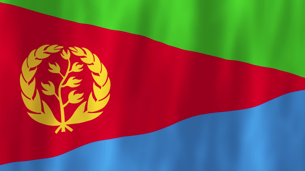 Eritrea flag country animation 3D symbol design waving in wind movement national patriotism world culture emblem banner Horn of Africa green red yellow blue