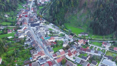 Aerial-View-Of-Market-Town-In-Eisenkappel-Vellach