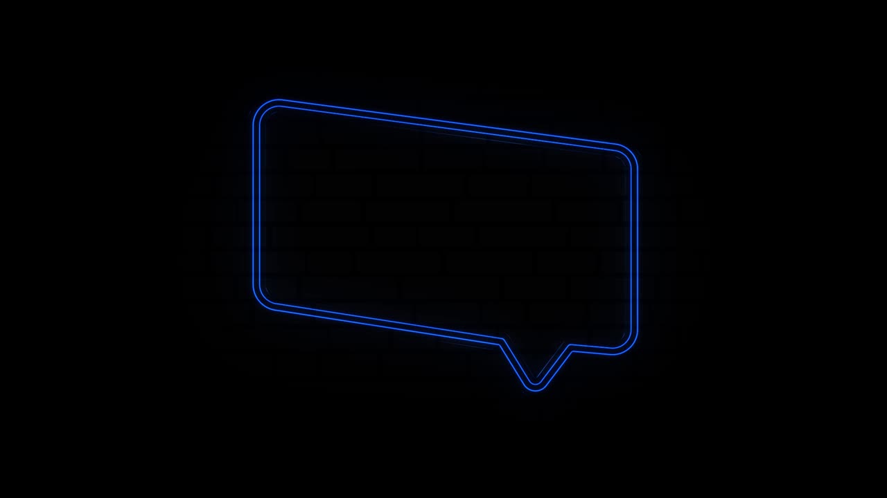 Glowing blue neon line Speech bubble chat icon isolated on black background. Message icon. Communication or comment chat symbol. 4K