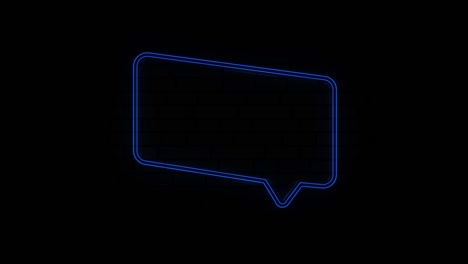 glowing blue neon line speech bubble chat icon isolated on black background. message icon. communication or comment chat symbol. 4k