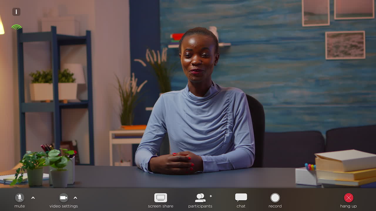 Black business woman talking in front of camera