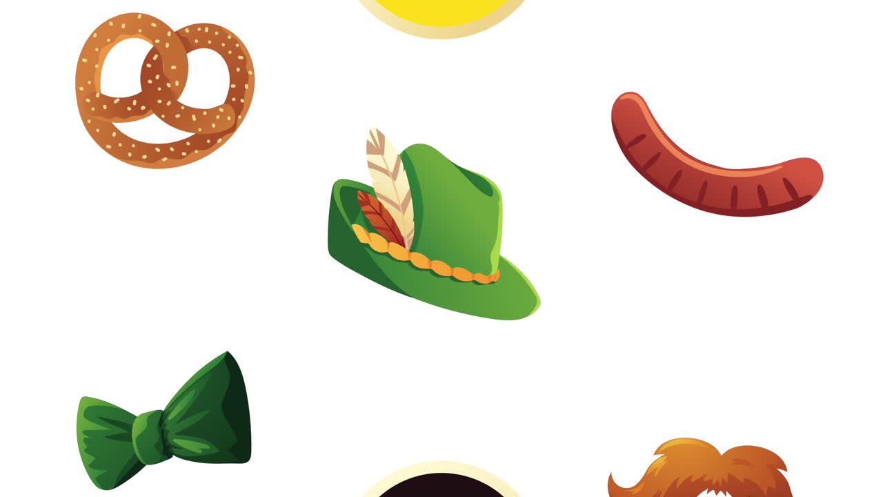 아이콘 패턴과 함께 oktoberfest 축제 애니메이션