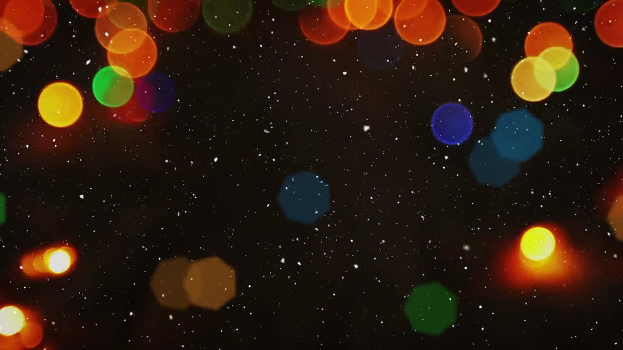 크리스마스 요정의 불빛이 박이는 눈이 떨어지는 애니메이션