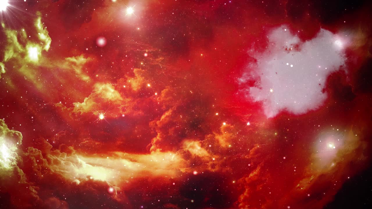 4K Red nebula galaxy in deep space exploration star fields Loop animation.