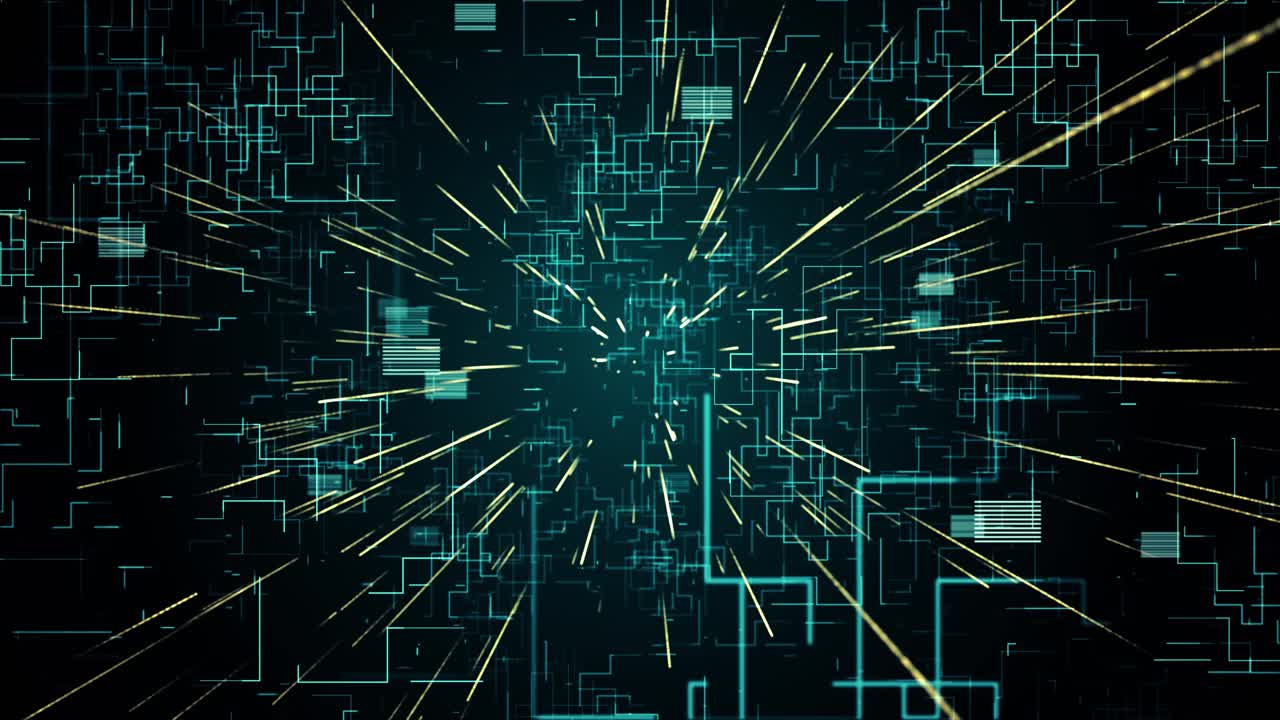 4k flying into digital technologic tunnel motion graphic loop animation 3d binary code particles
