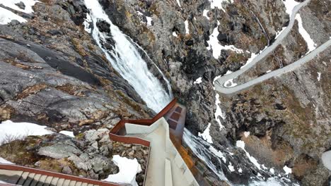 viewing platform over stigfossen waterfall, trollstigen road, norway