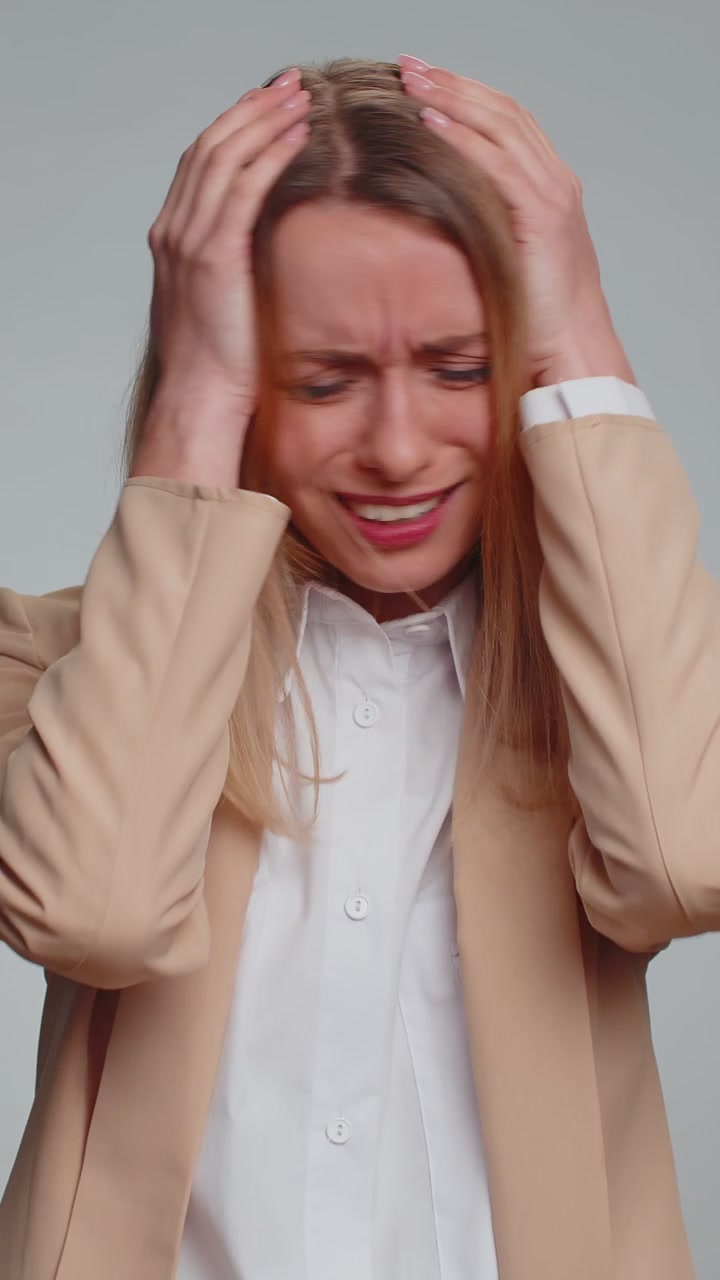 Business woman loses becoming surprised by lottery results bad fortune loss unlucky news