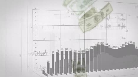 animation of data processing over banknotes