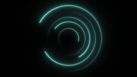 círculo de neón sin costuras abstracto. círculos de neón azul fondo de movimiento de alta tecnología círculo sin costuras. video animación 3d