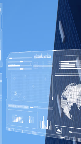 animation of data processing over cityscape