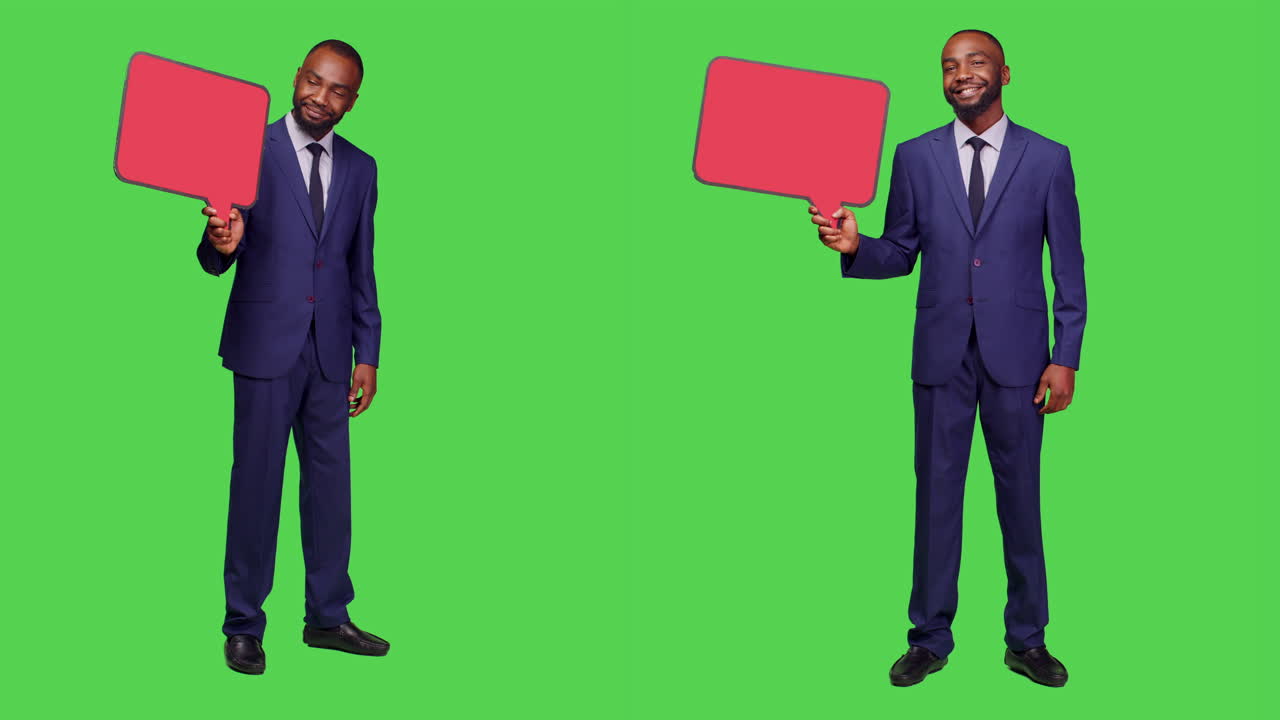 Man holding speech bubble