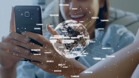 girando el globo con datos y red de conexión