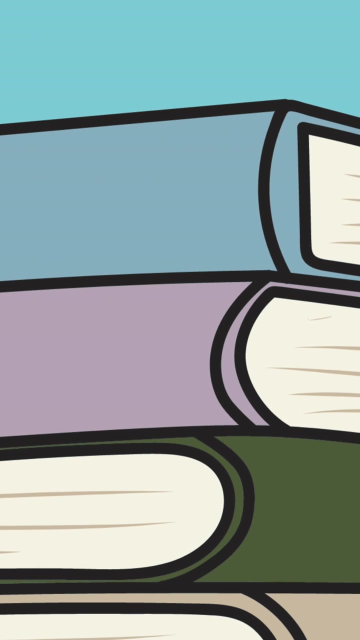 Animation of stack of books icons against copy space on blue background