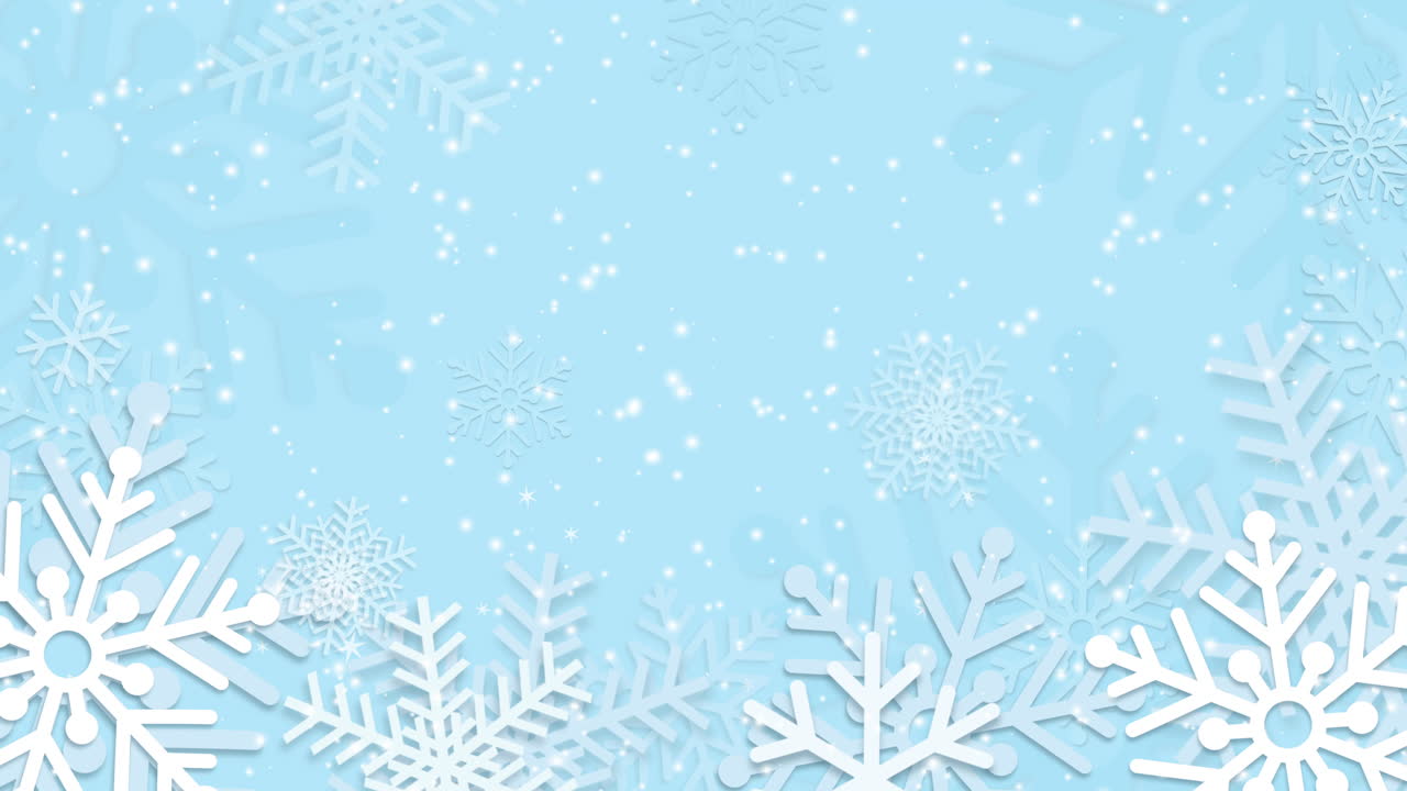 Light blue snowflake border with falling dots