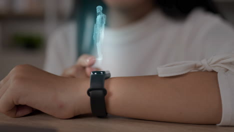 smartwatch with holographic human skeleton display