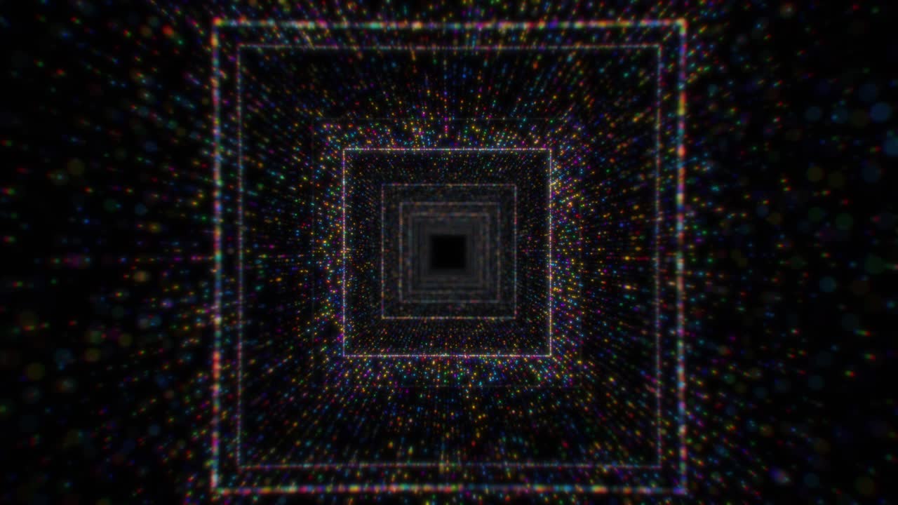 Modern Multicolor Particle Abstract Square Tunnel Looping Background