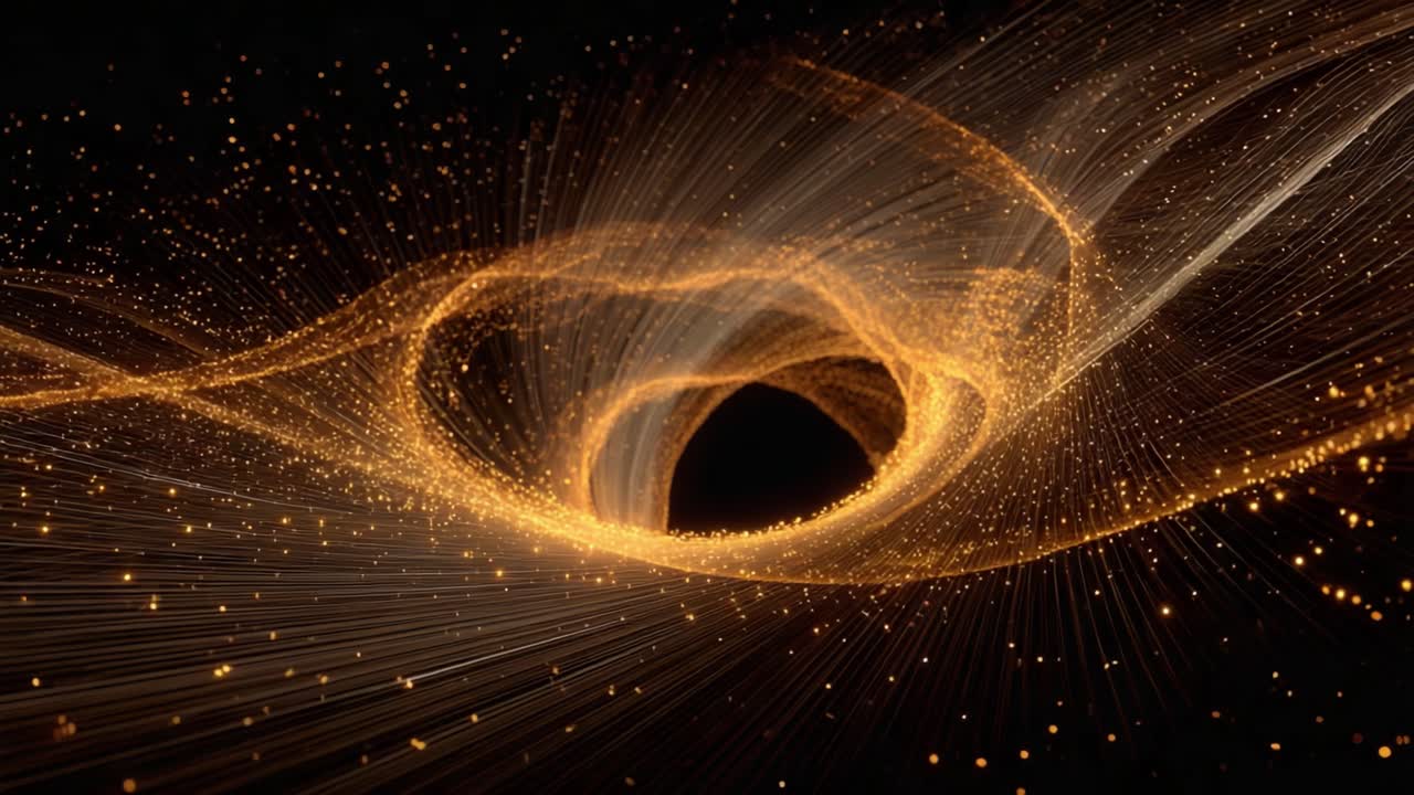A Mesmerizing Visual Journey Through a Glowing Black Hole, Filled with Sparkling Particles and Ethereal Light Trails That Captivate the Observer's Imagination