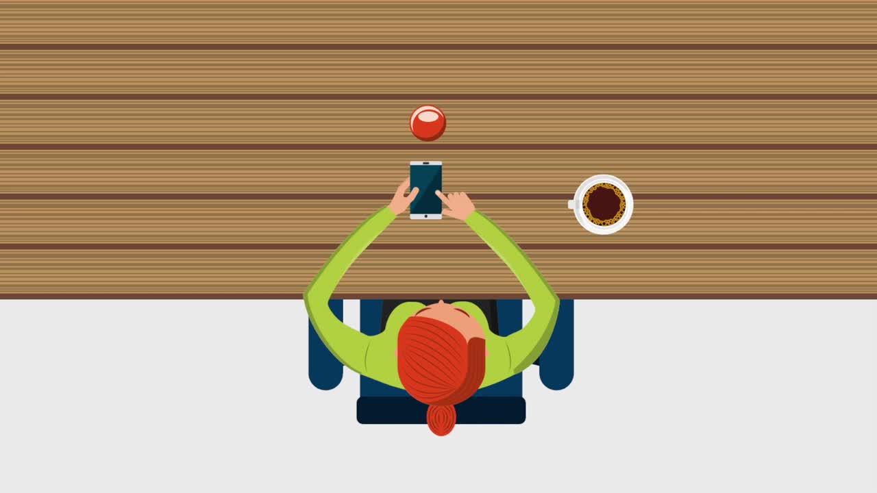 woman sitting with smartphone on table