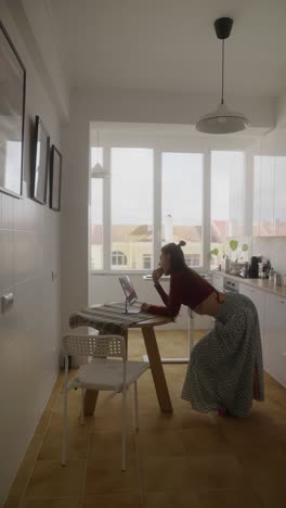 woman working from home and having a video call