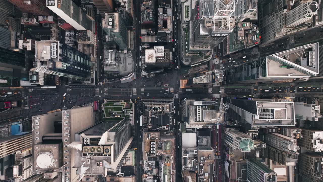 Dronebillede af Midtown på Manhattan i New York filmet lige ovenfra