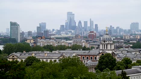 looking into central london from greenwich park in the east of london