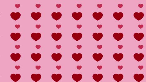 red pulsating heart shapes pattern on a pink background. simple motion graphic holiday loop animation